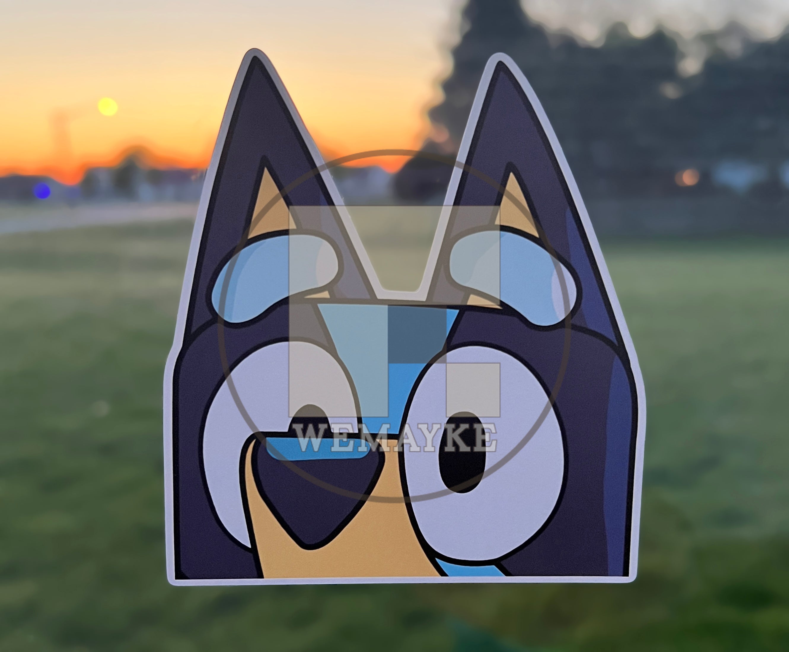 (B87) Blue Puppy Peeker - Dog Family Decal / Sticker